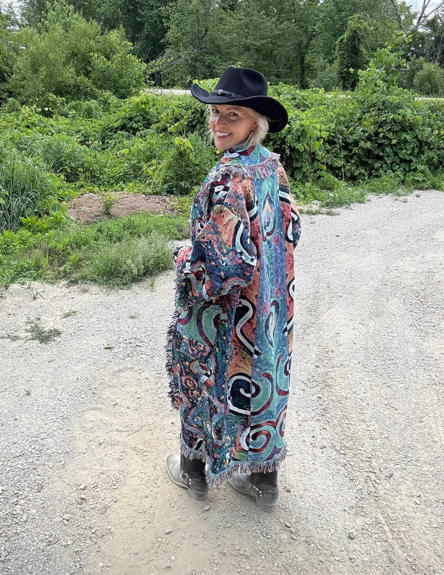 Galactic Love Original Psychedelic Art Long Blanket Coat