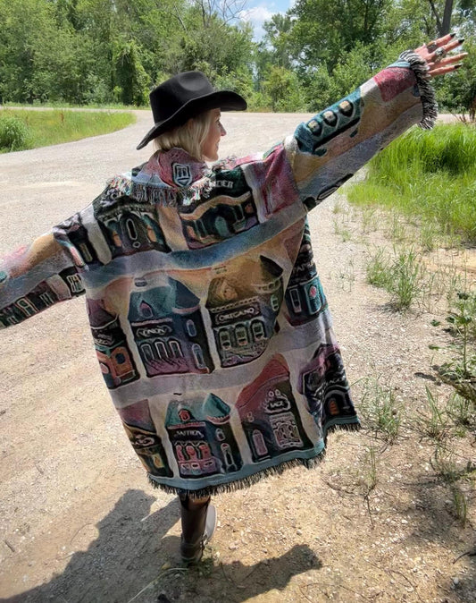 Magical Lenox Spice Village Extra Oversized Art Blanket Coat