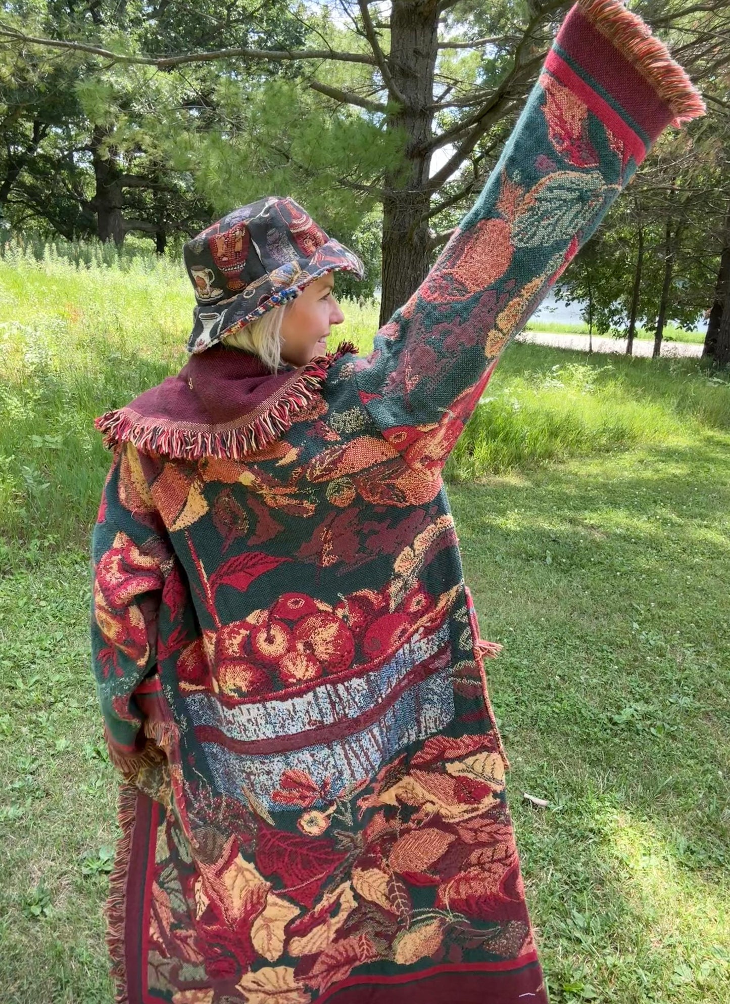 Apple Orchard Dates With You Long Nostalgic Blanket Coat