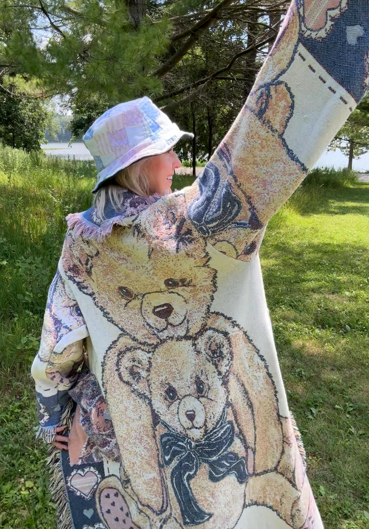 Sweet Snuggle Bear Long Pastel Blanket Coat