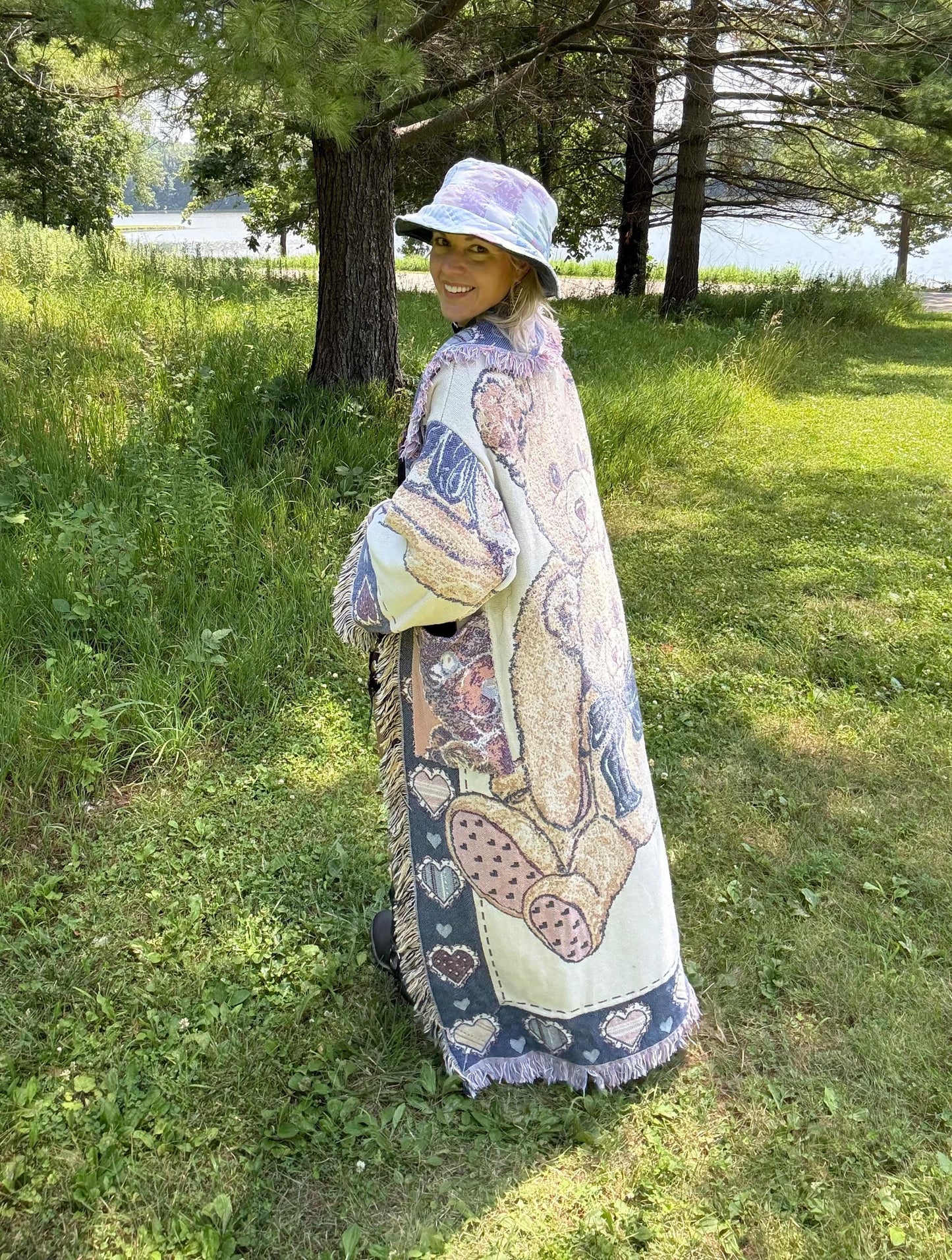 Sweet Snuggle Bear Long Pastel Blanket Coat