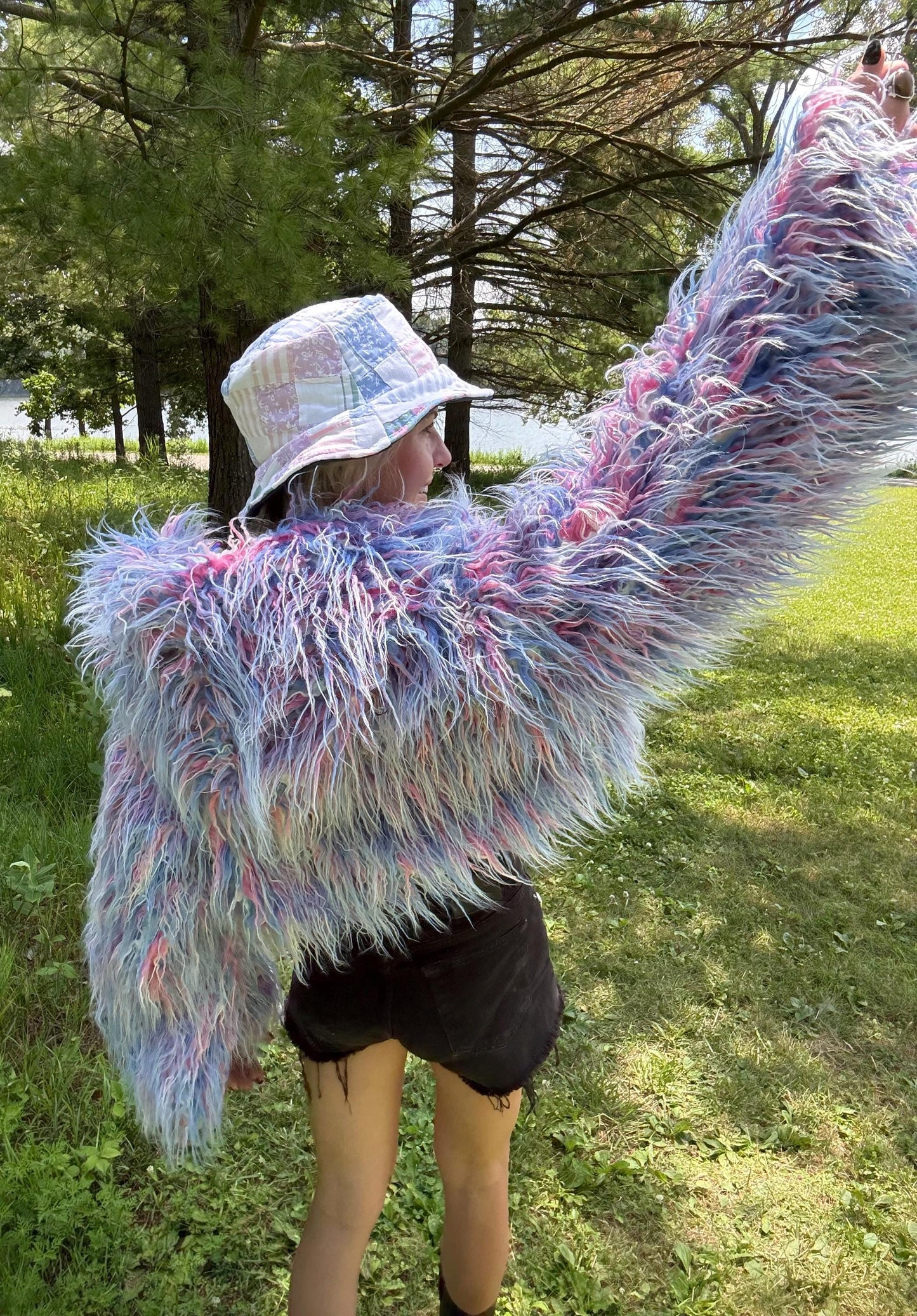 Cotton Candy Snow Bunny Cropped Faux Fur Jacket
