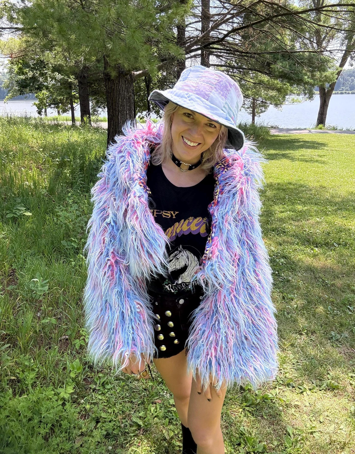 Cotton Candy Snow Bunny Cropped Faux Fur Jacket