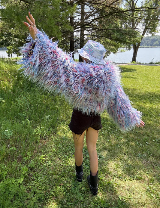 Cotton Candy Snow Bunny Cropped Faux Fur Jacket