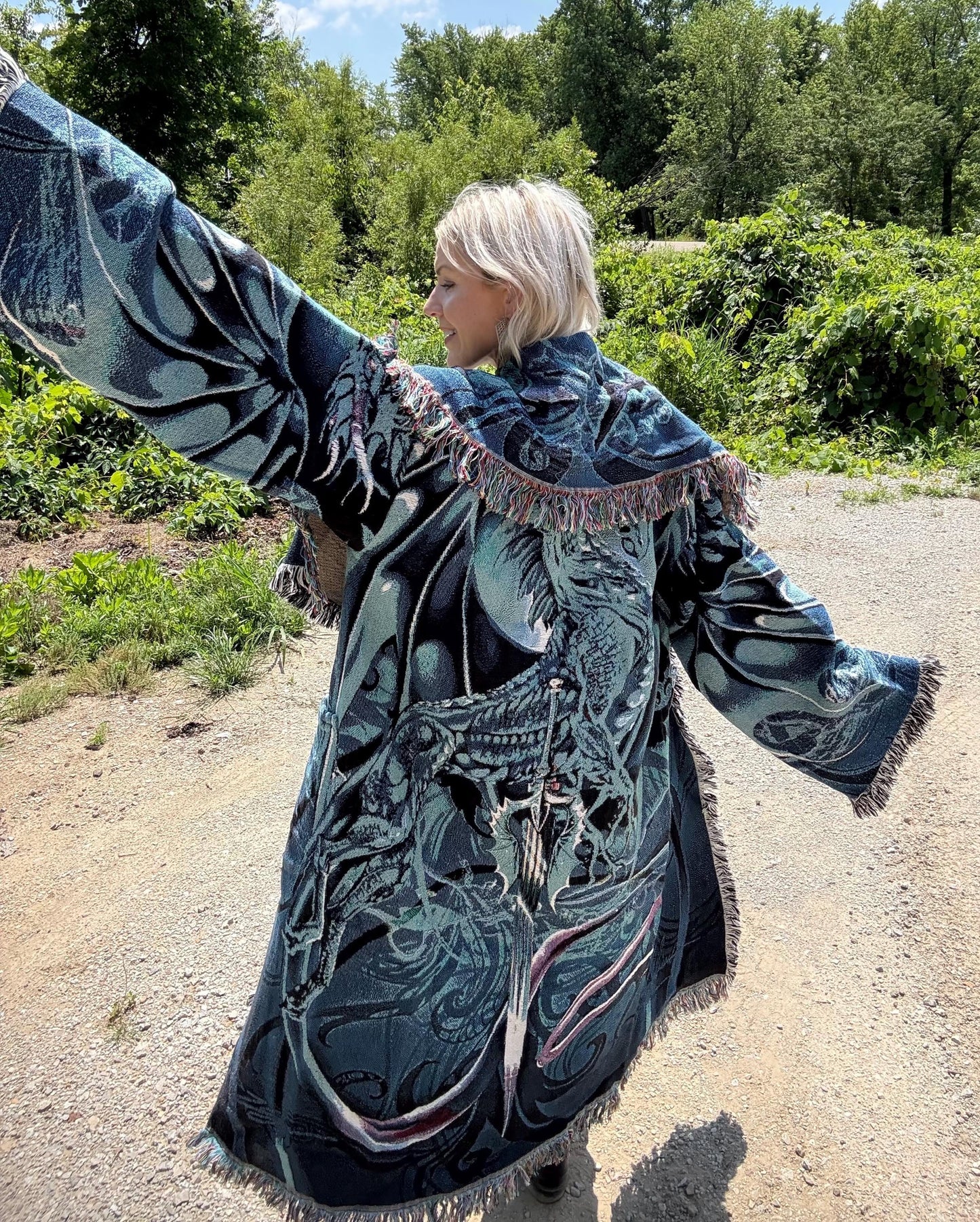 Water Dragon Long Blanket Coat