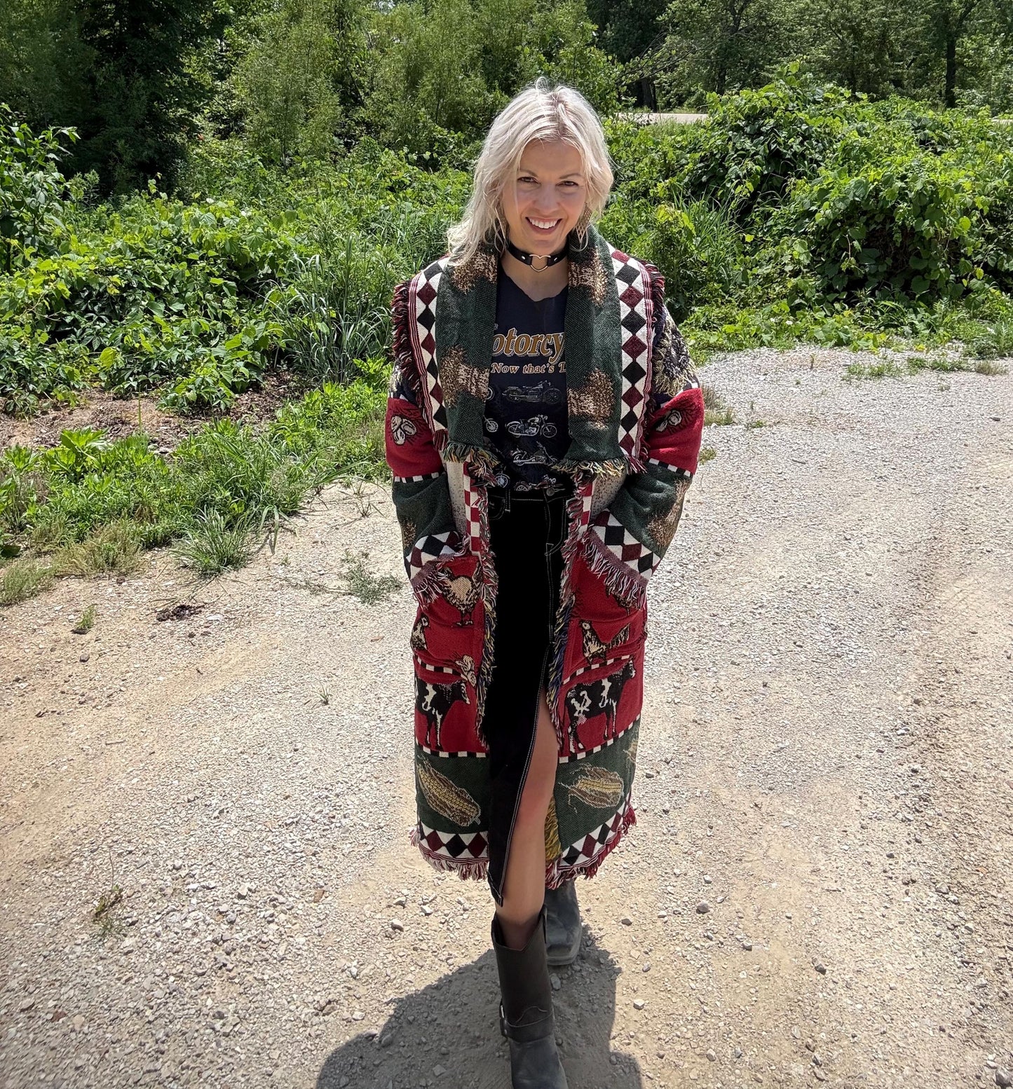 Farm Cows Sunflower Love Boho Blanket Coat