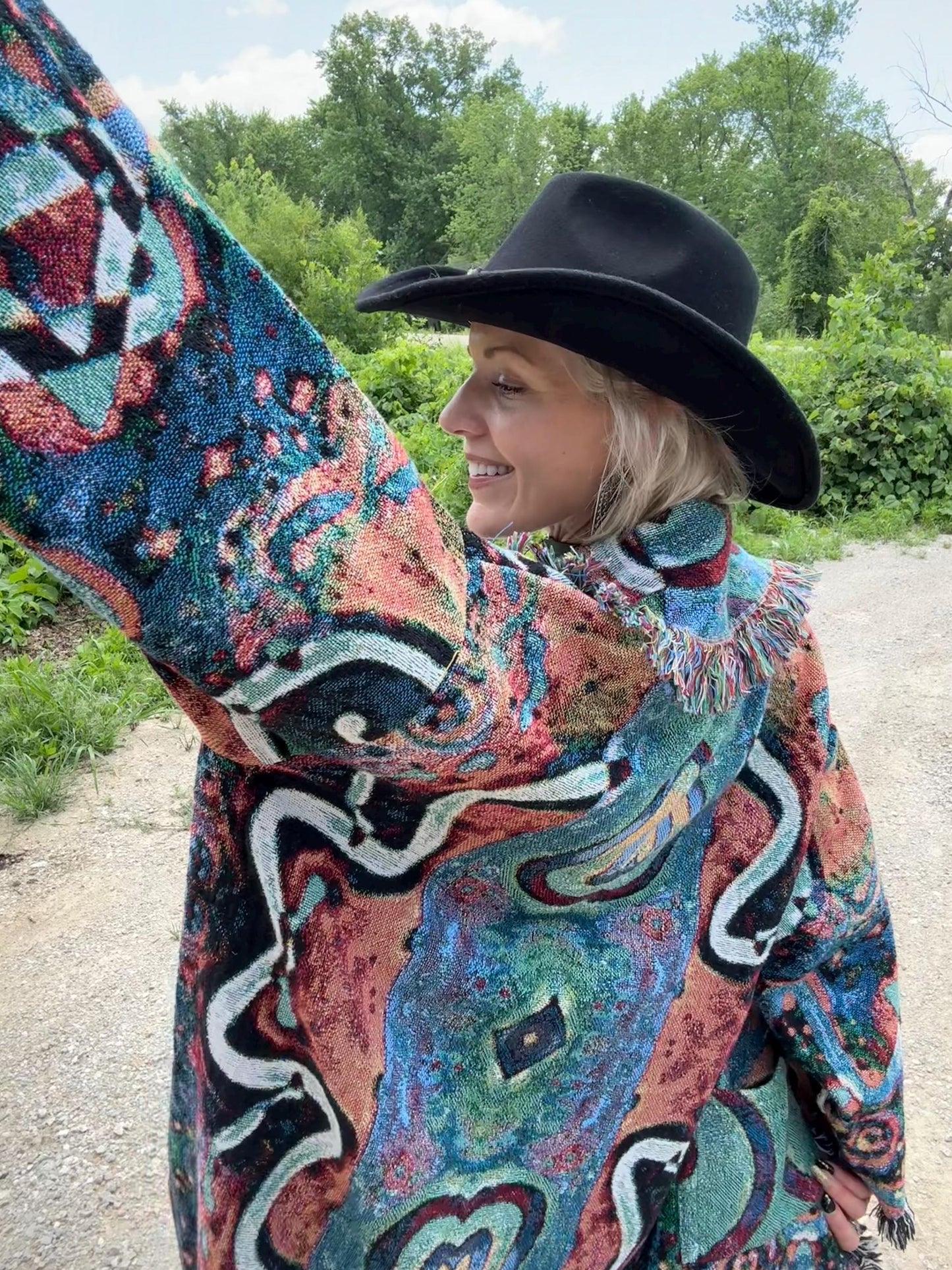 Galactic Love Original Psychedelic Art Long Blanket Coat