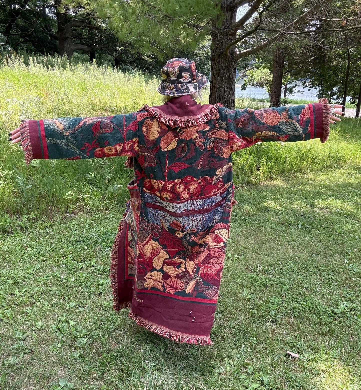 Apple Orchard Dates With You Long Nostalgic Blanket Coat