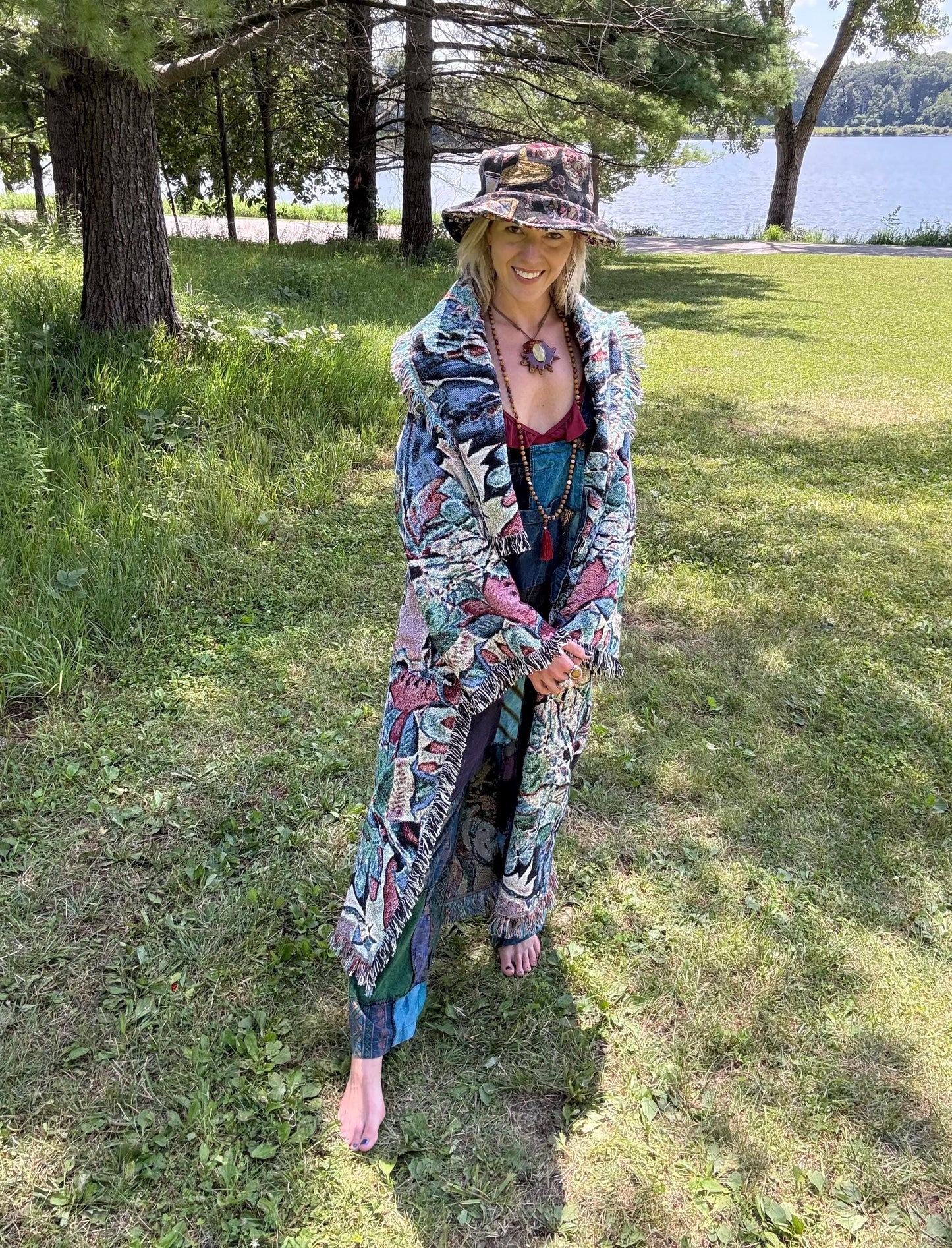 Tropical Night Trip Original Psychedelic Art Blanket Coat