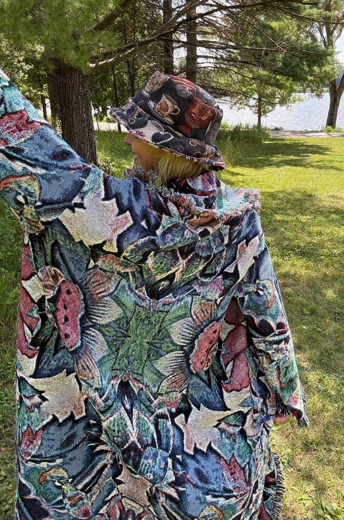 Tropical Night Trip Original Psychedelic Art Blanket Coat