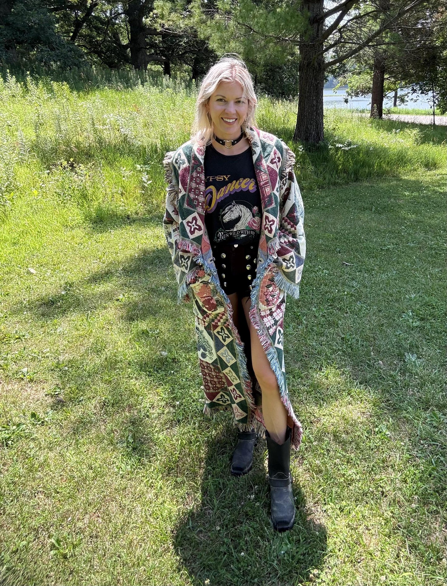 Country Cutie Long Fringe Blanket Coat