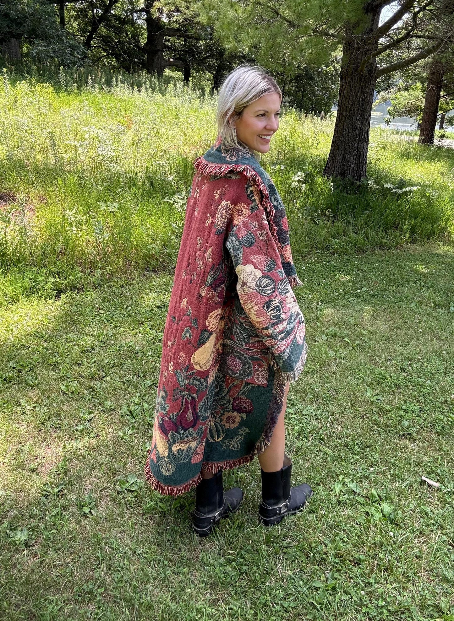 Fall Garden Long Boho Blanket Coat