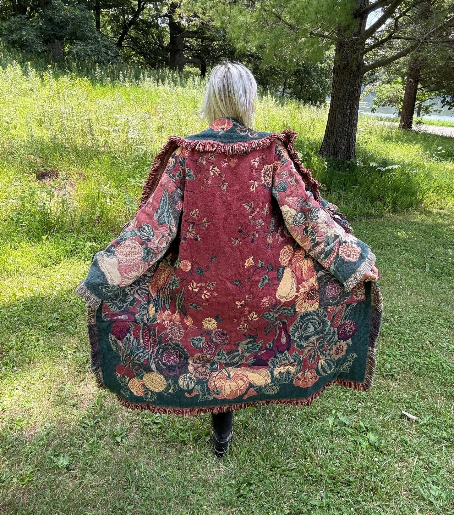 Fall Garden Long Boho Blanket Coat