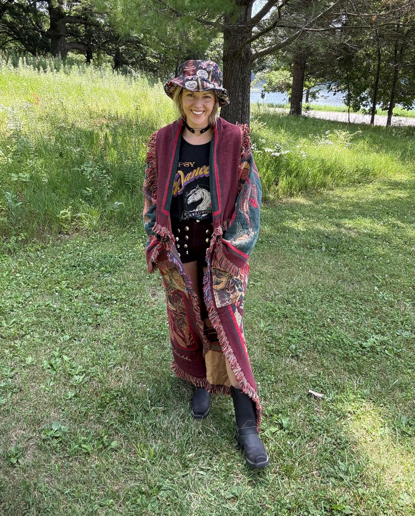 Apple Orchard Dates With You Long Nostalgic Blanket Coat
