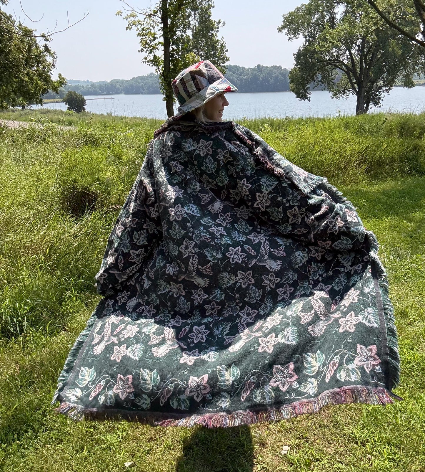 Hummingbird Spirit Long Boho Blanket Coat
