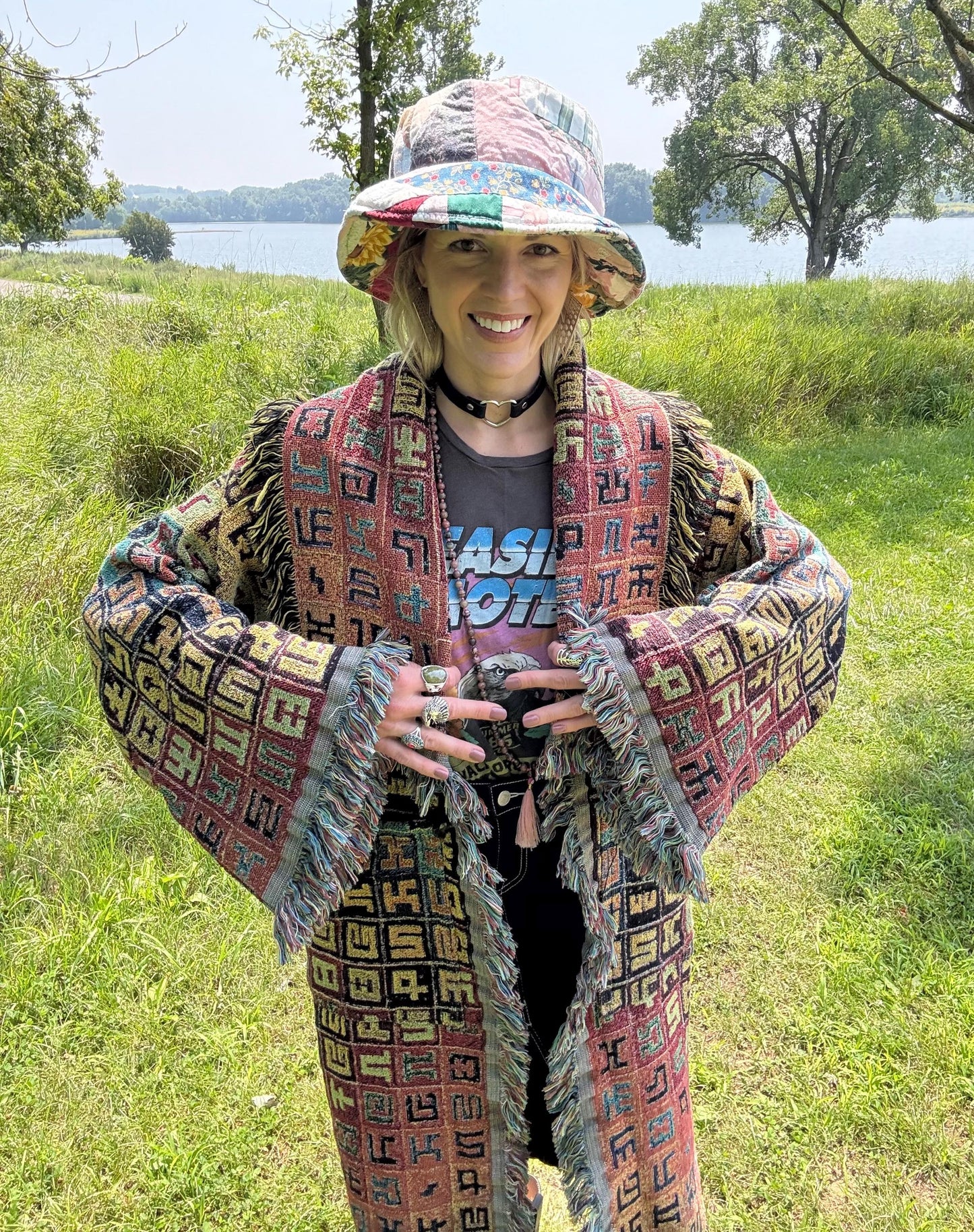 Complementary Mandala Art Blanket Coat