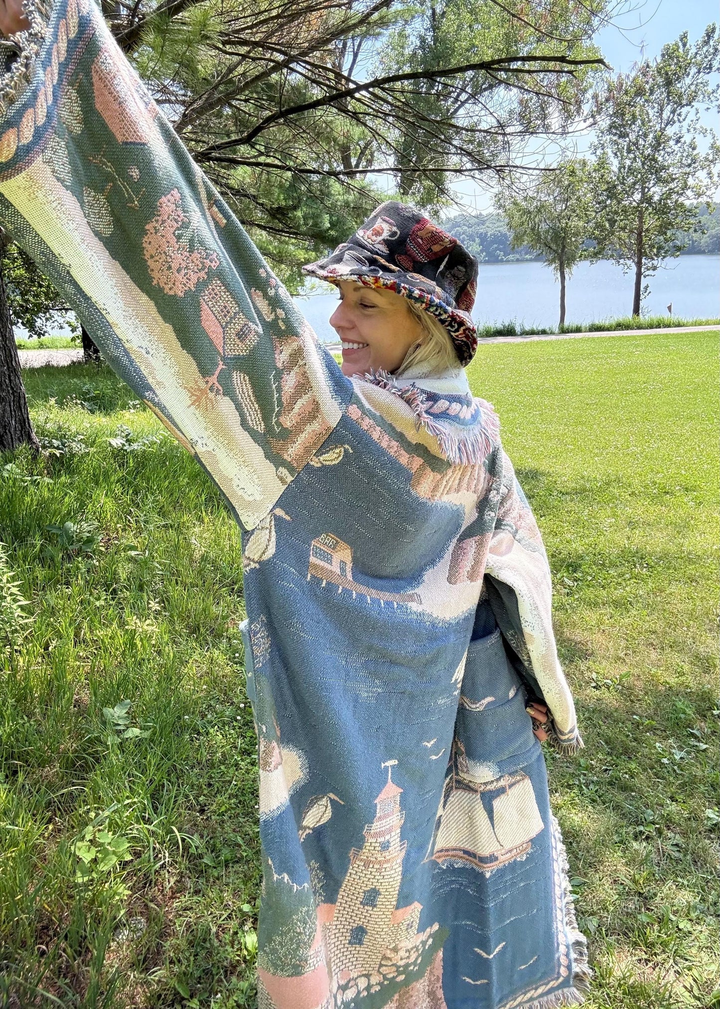 Beacon Of Light Nautical Lighthouse Blanket Coat