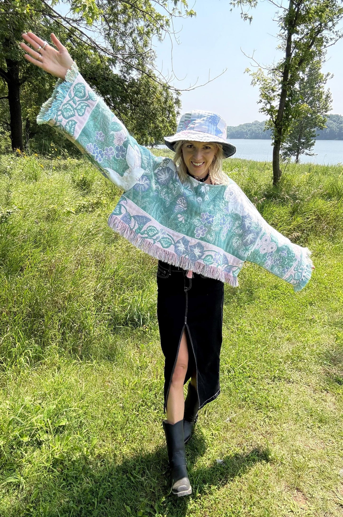 Easter Bunny Babe Pastel Oversized Cropped Blanket Sweater