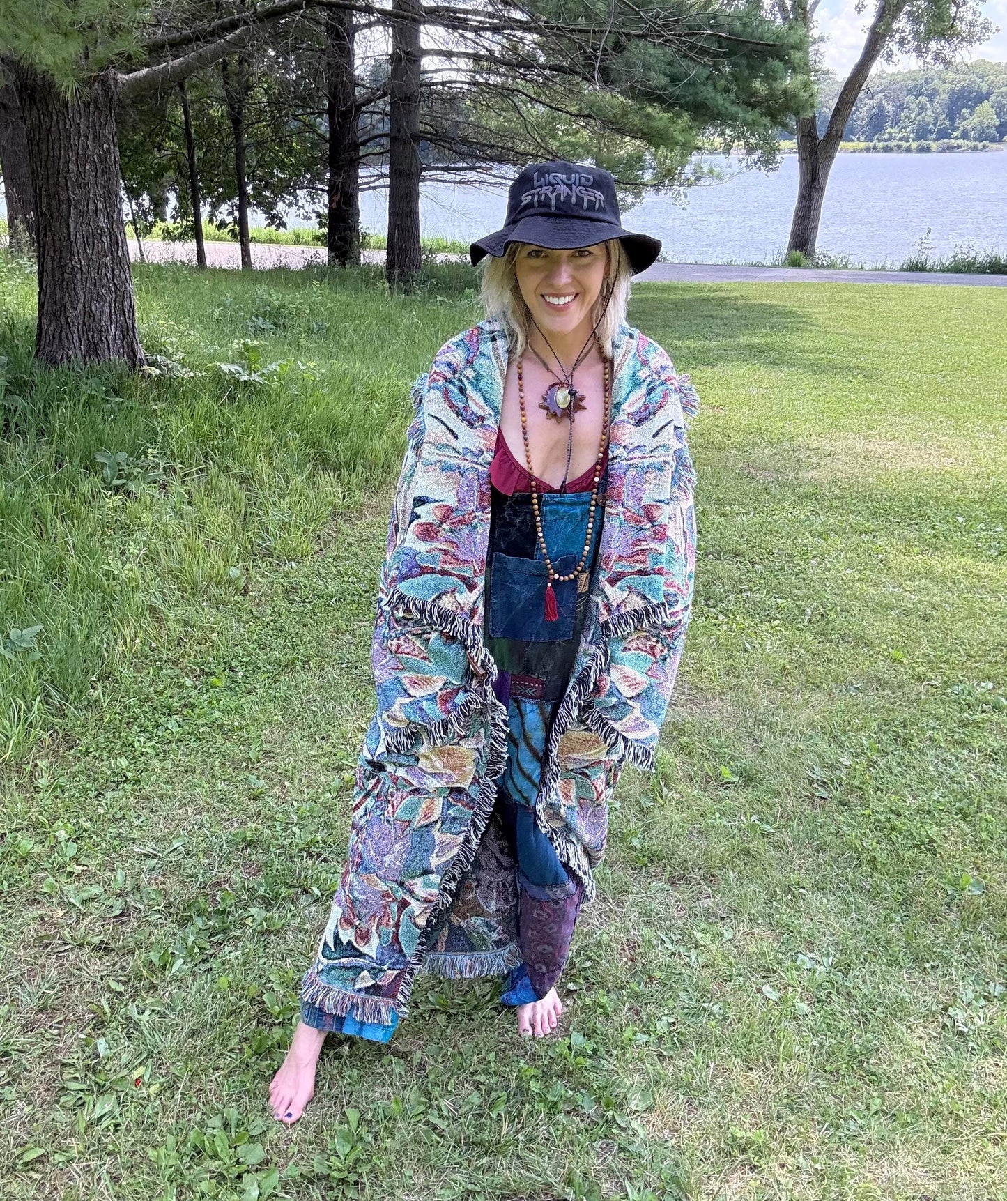 Tropical Day Trip Original Psychedelic Art Long Blanket Coat