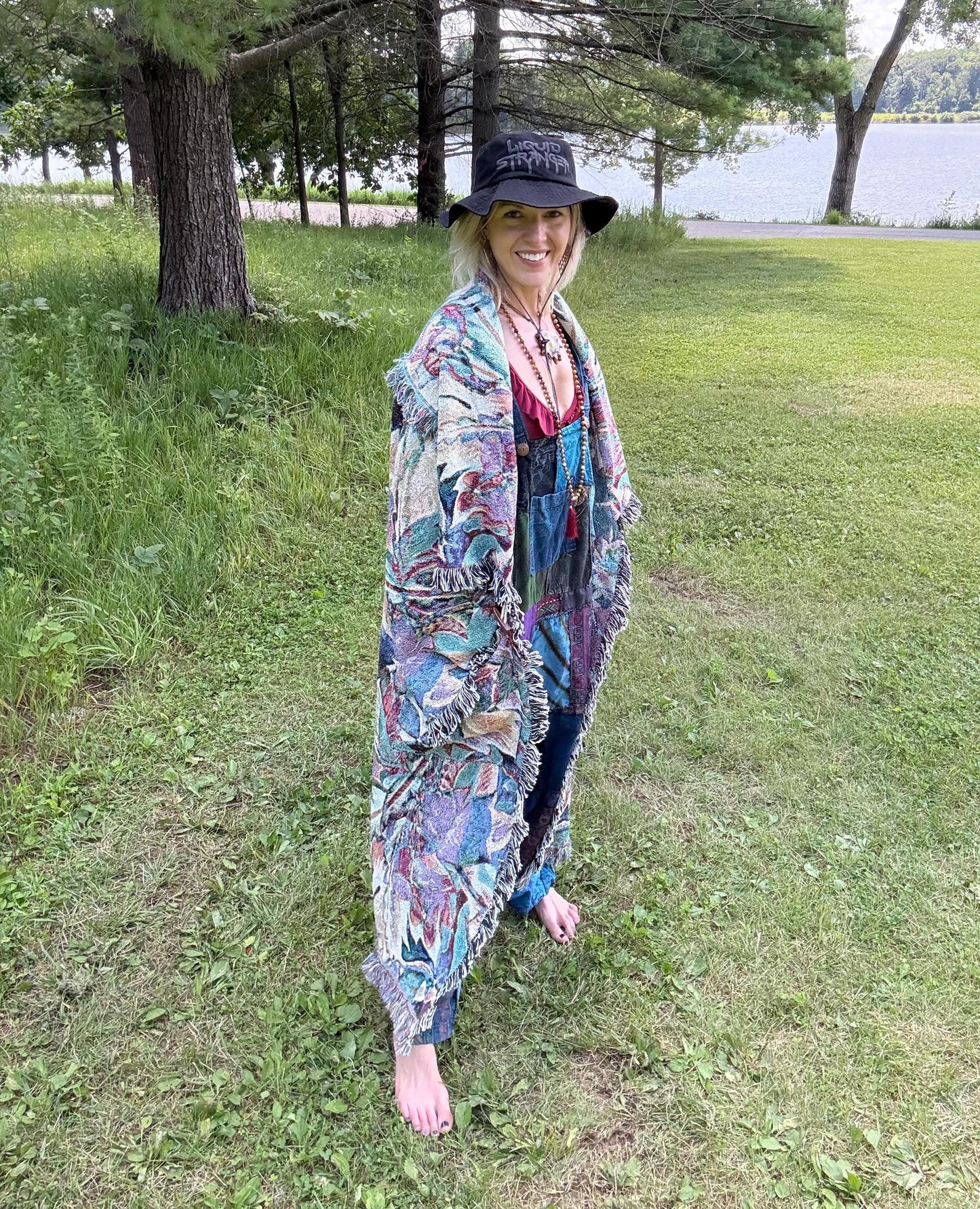Tropical Day Trip Original Psychedelic Art Long Blanket Coat