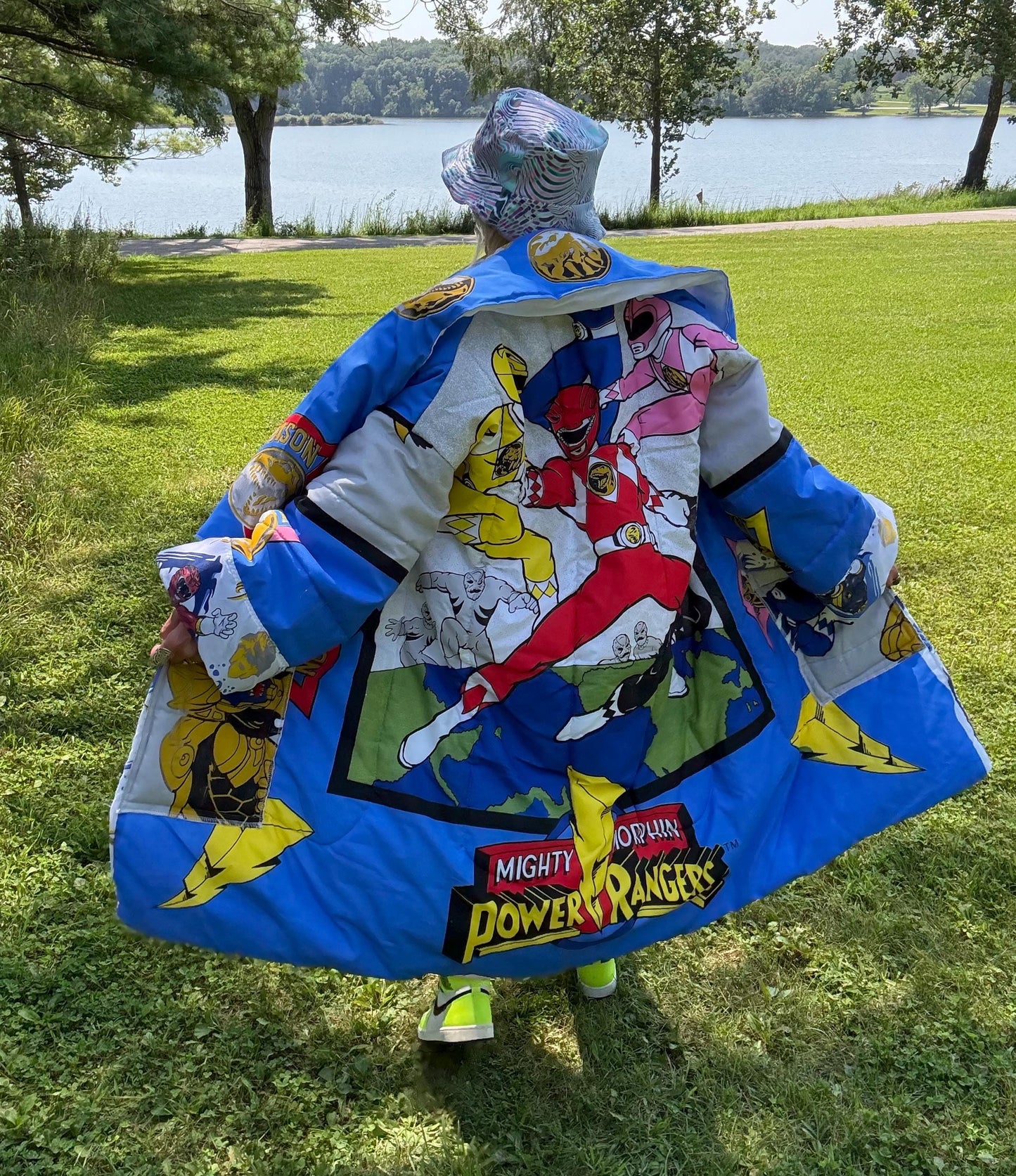 Mighty Power Rangers 90s Kid Cozy Blanket Coat