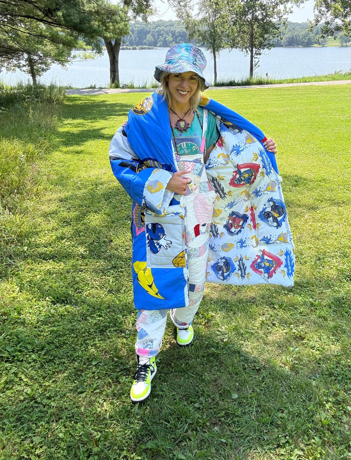 Mighty Power Rangers 90s Kid Cozy Blanket Coat