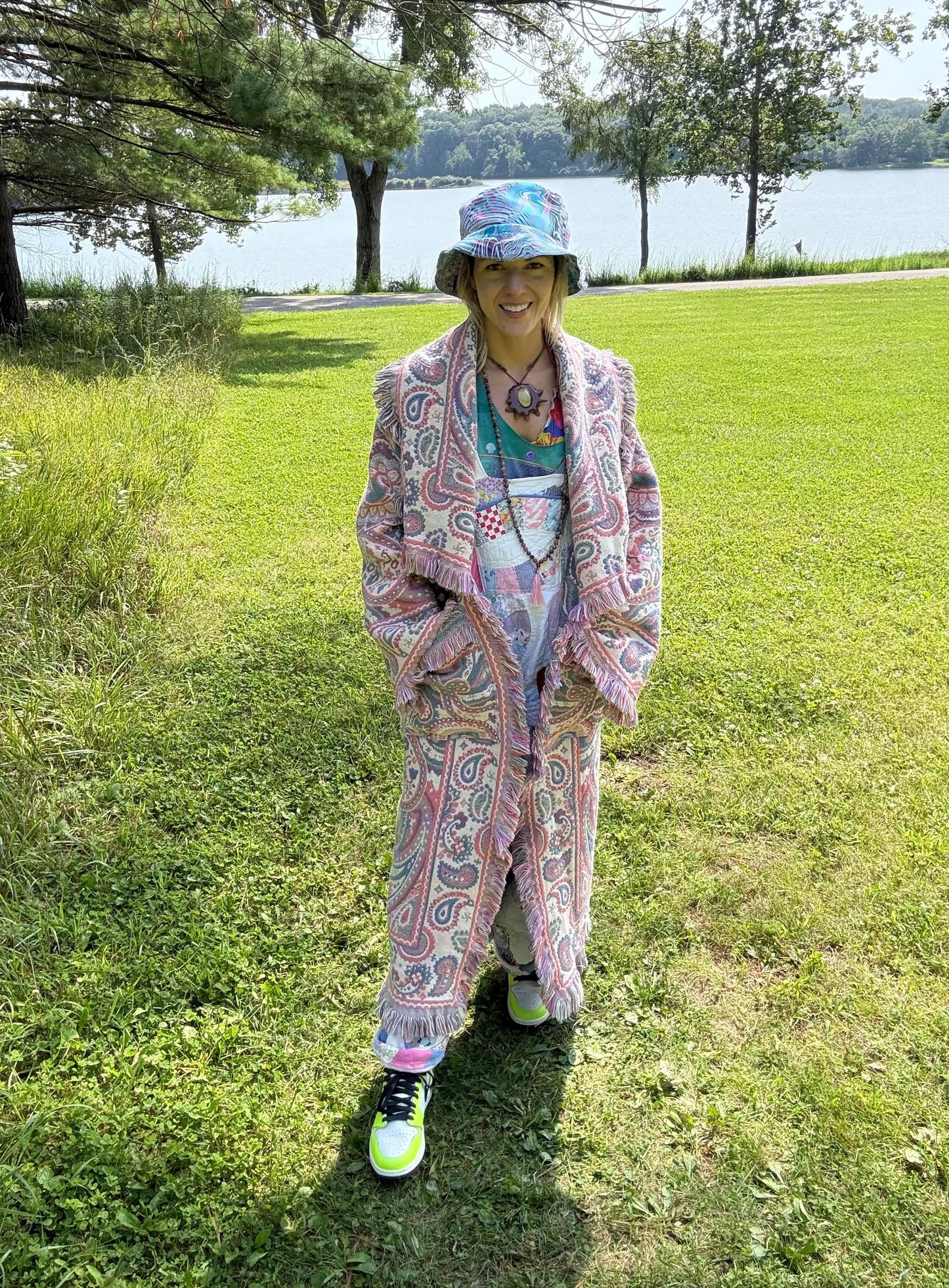 Pastel Paisley Dreams Romantic Long Boho Blanket Coat