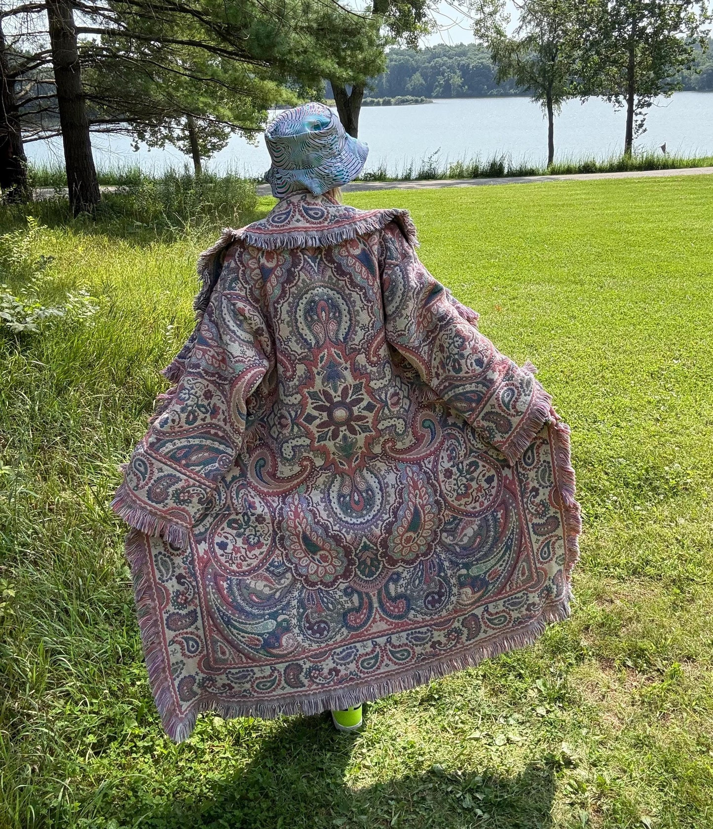 Pastel Paisley Dreams Romantic Long Boho Blanket Coat