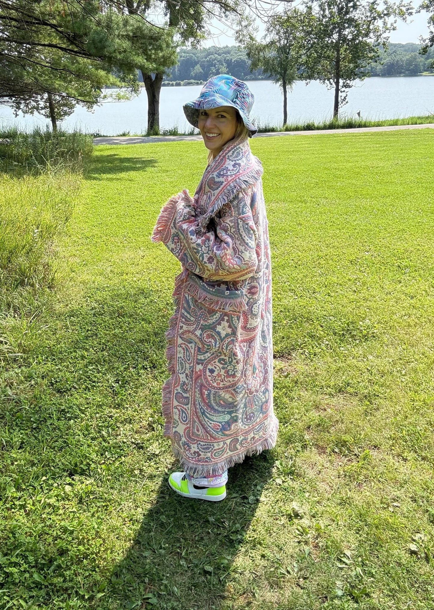 Pastel Paisley Dreams Romantic Long Boho Blanket Coat