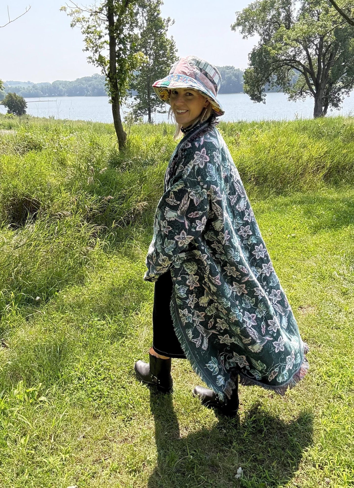 Hummingbird Spirit Long Boho Blanket Coat