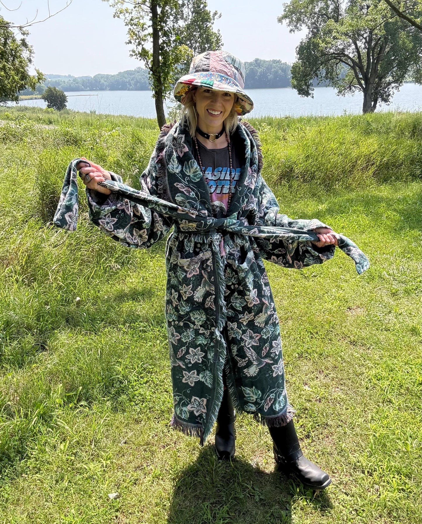 Hummingbird Spirit Long Boho Blanket Coat