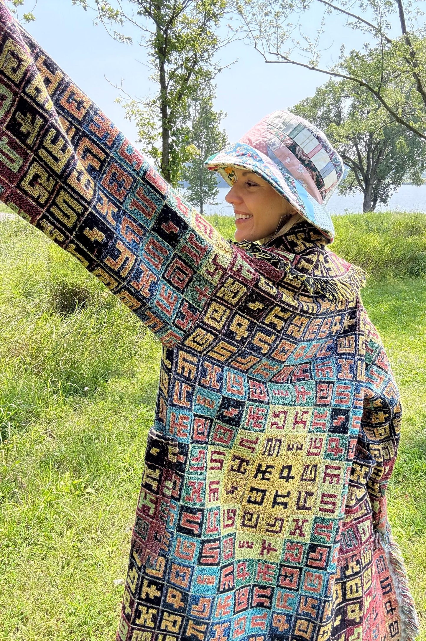 Complementary Mandala Art Blanket Coat