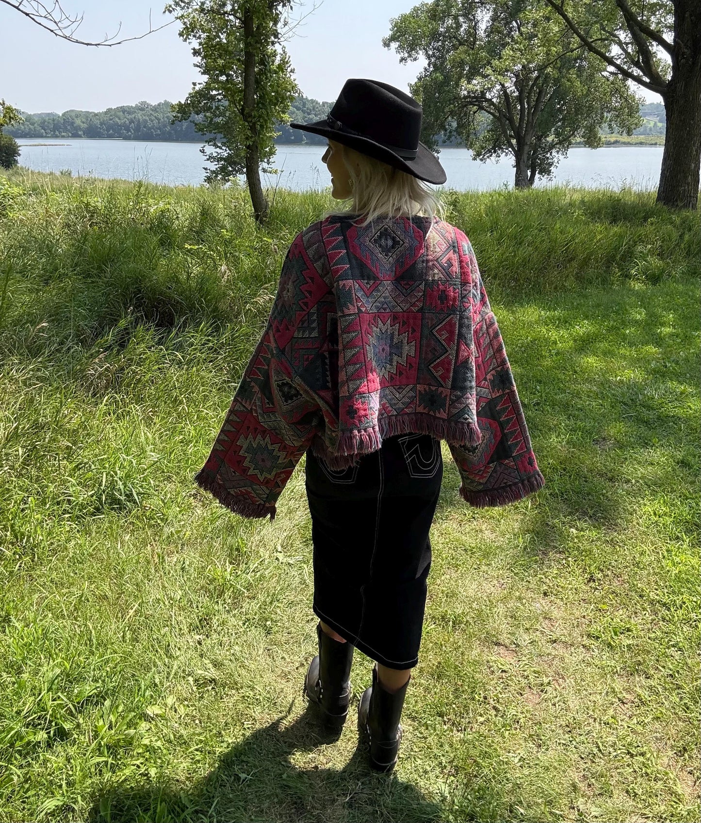 Mountain Lodge Snuggles Oversized Cropped Blanket Sweater