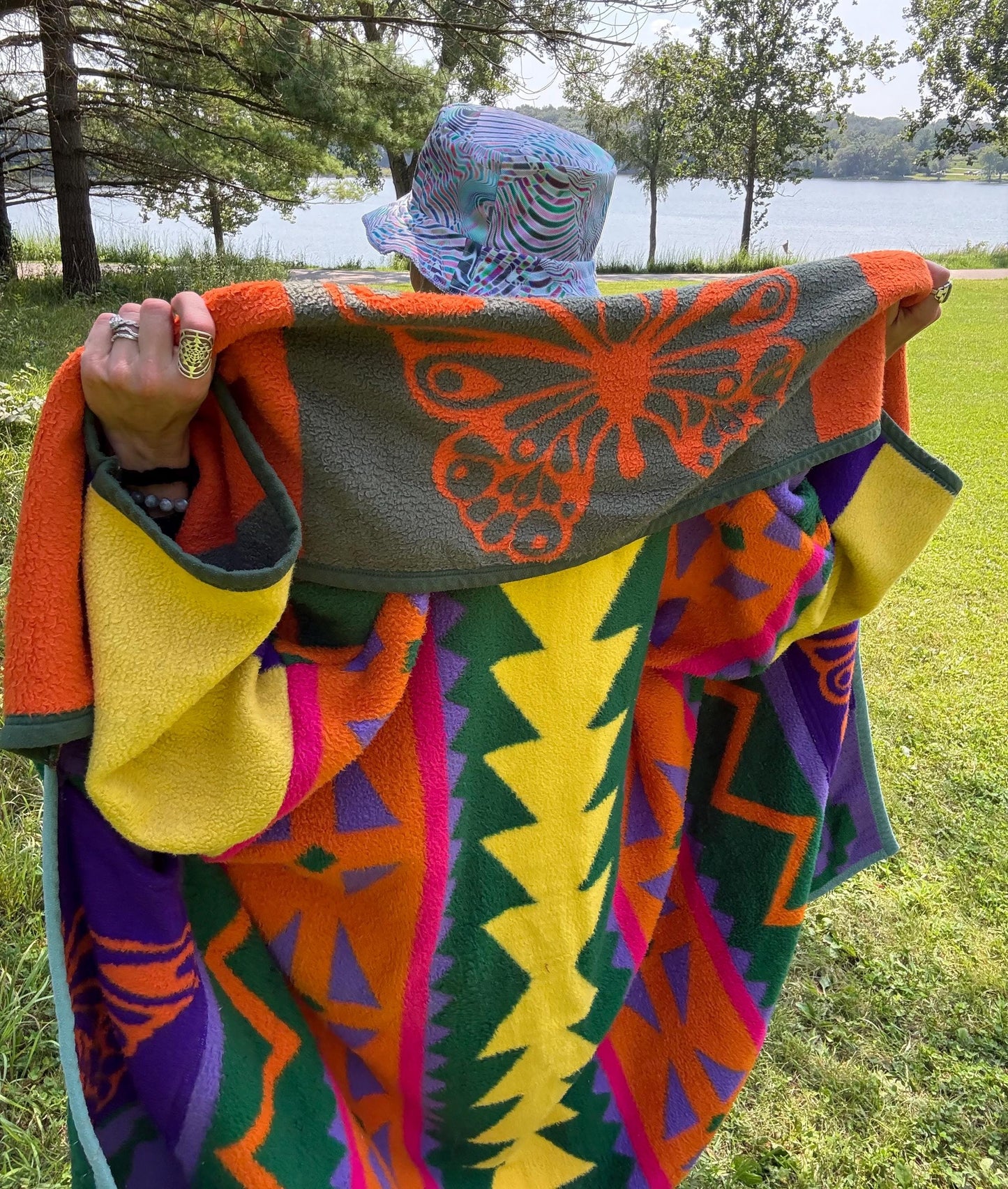 Bohemian Butterfly Extra Oversized Fleece Blanket Coat