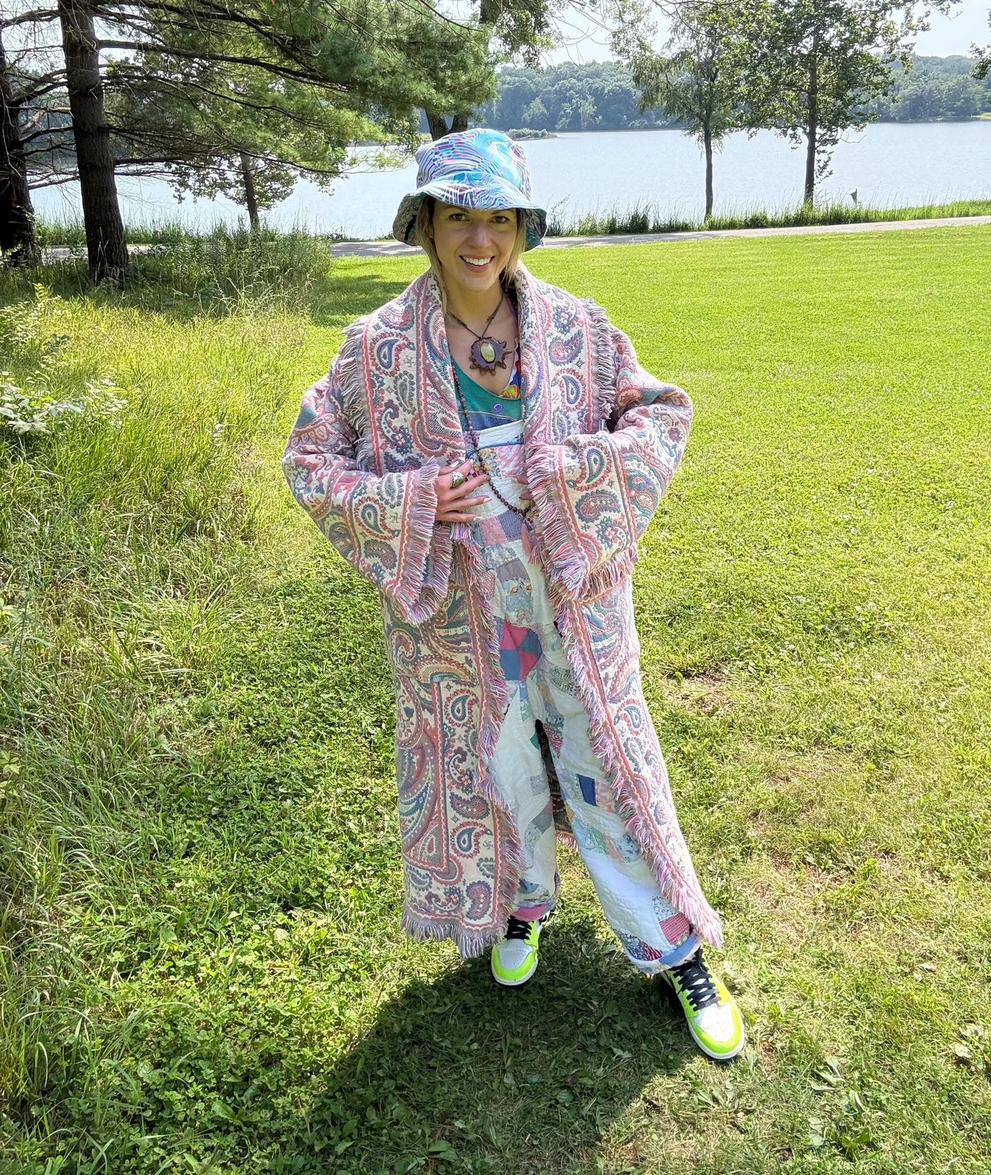 Pastel Paisley Dreams Romantic Long Boho Blanket Coat