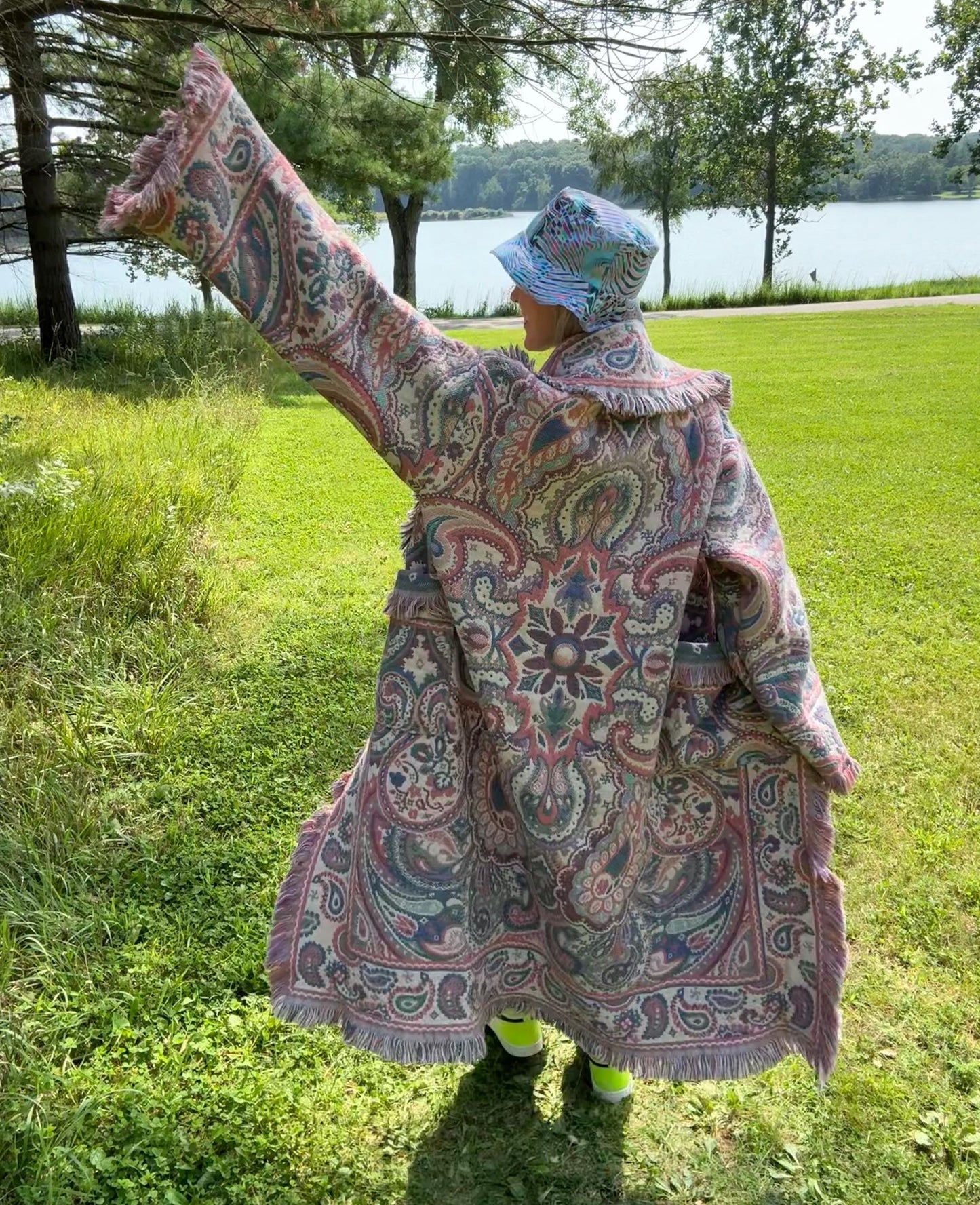Pastel Paisley Dreams Romantic Long Boho Blanket Coat