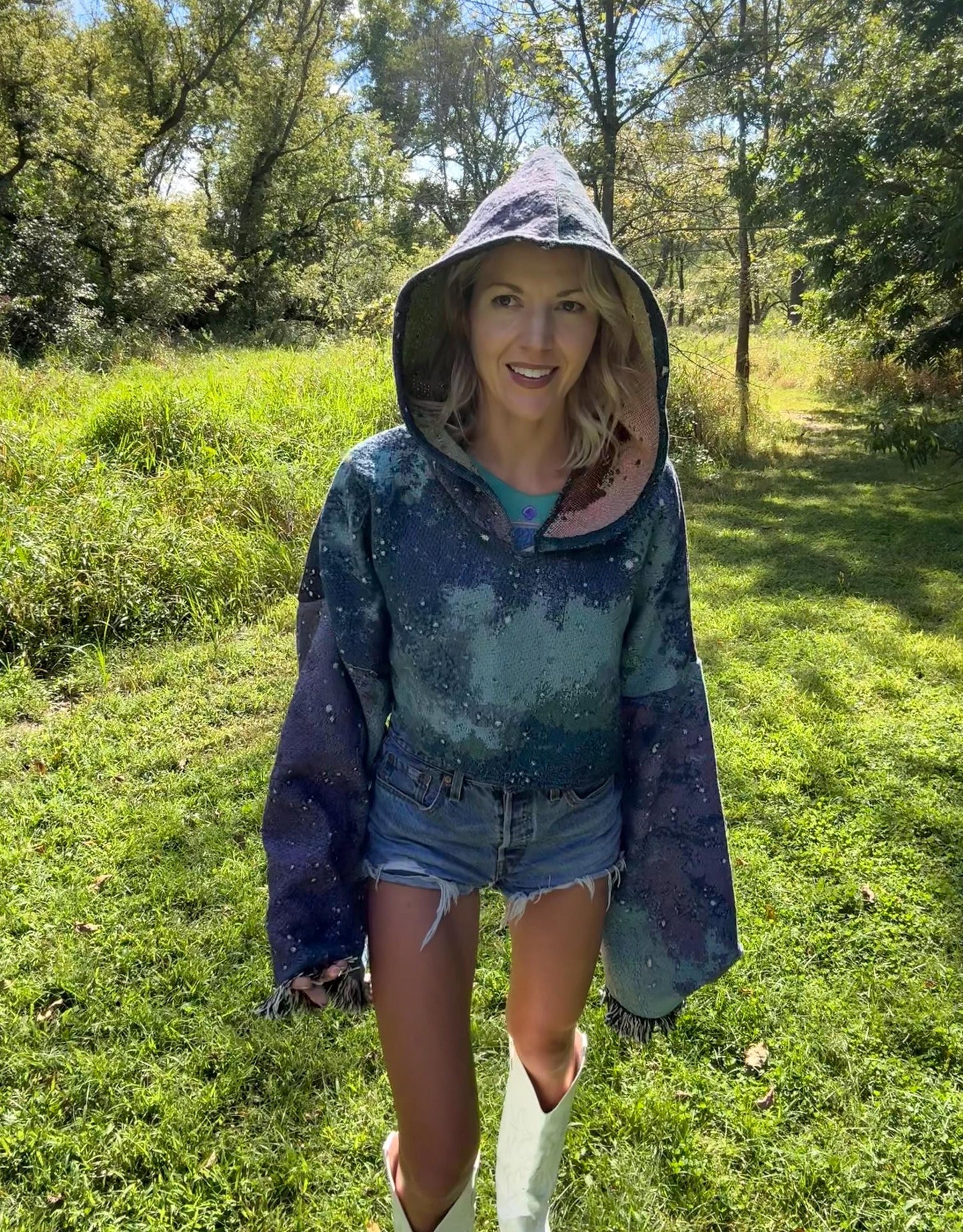 Space Babe Super Oversized Cropped Galaxy Blanket Hoodie