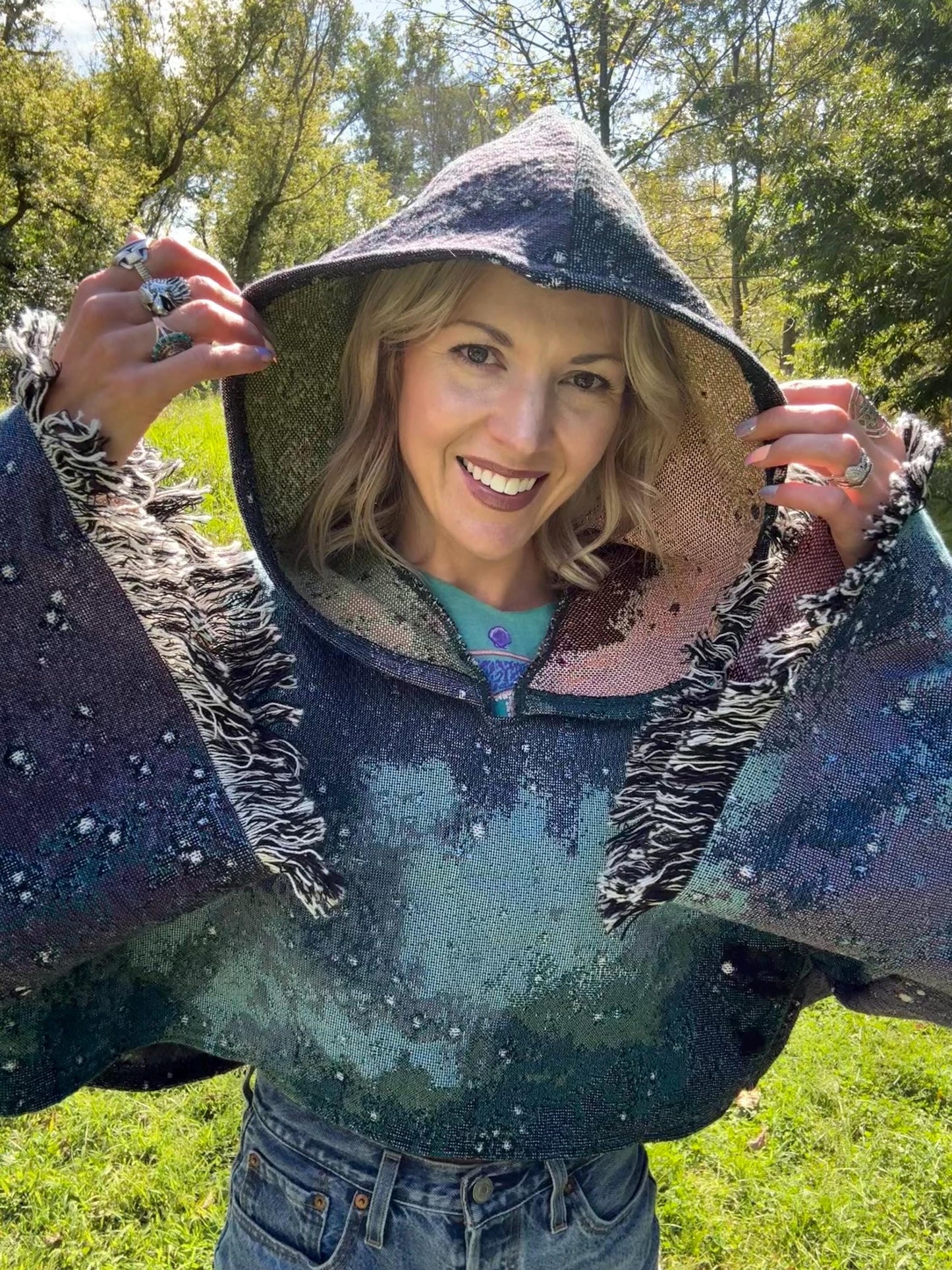 Space Babe Super Oversized Cropped Galaxy Blanket Hoodie