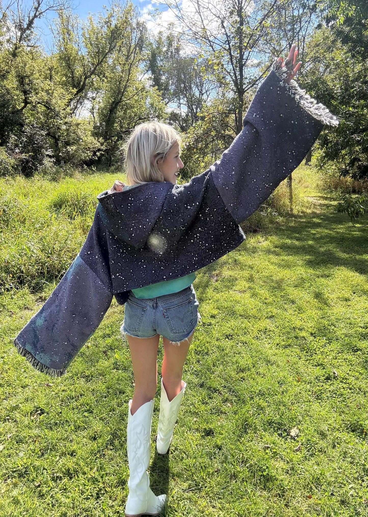 Space Babe Super Oversized Cropped Galaxy Blanket Hoodie
