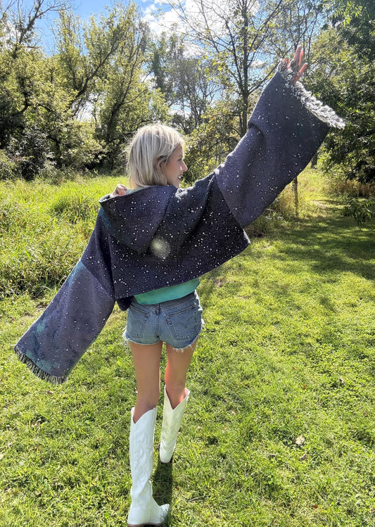 Space Babe Super Oversized Cropped Galaxy Blanket Hoodie