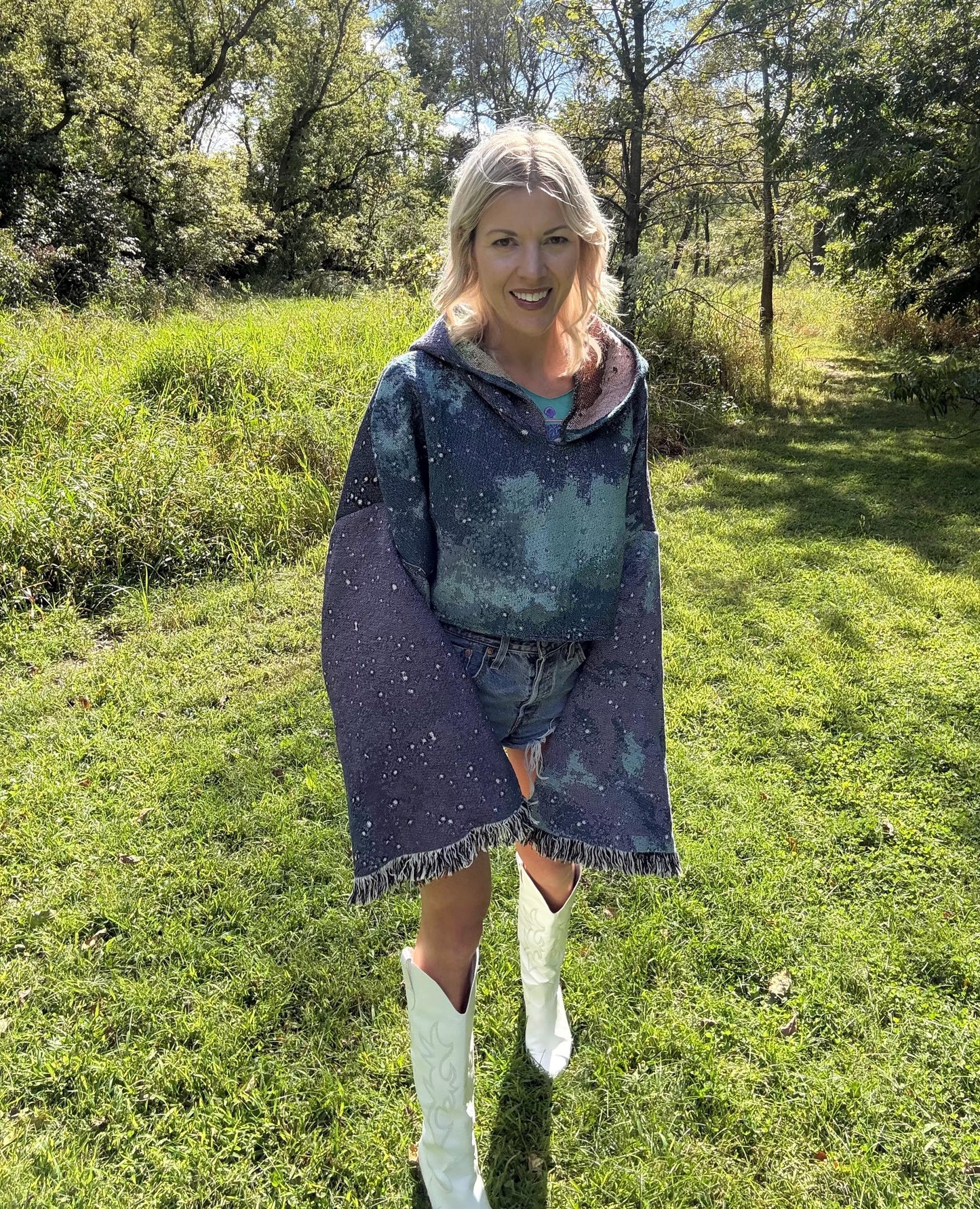 Space Babe Super Oversized Cropped Galaxy Blanket Hoodie