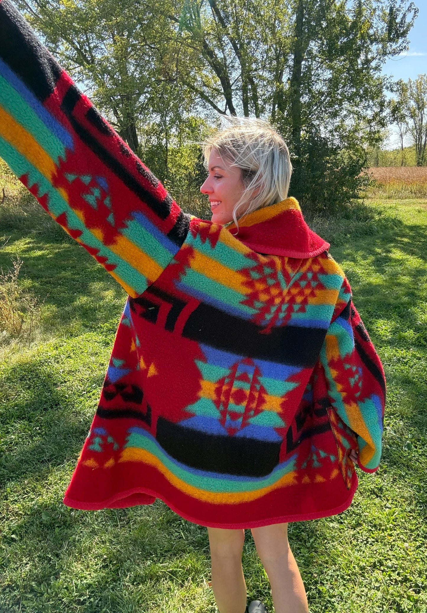 Desert Dreams Southwestern Fleece Blanket Coat: Handmade, Upcycled Coat
