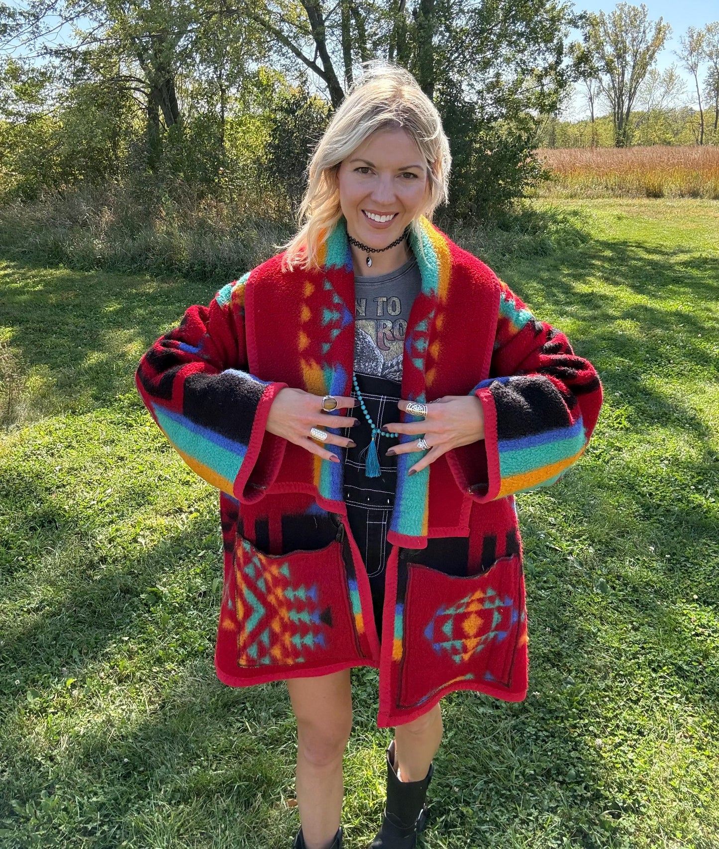 Desert Dreams Southwestern Fleece Blanket Coat: Handmade, Upcycled Coat