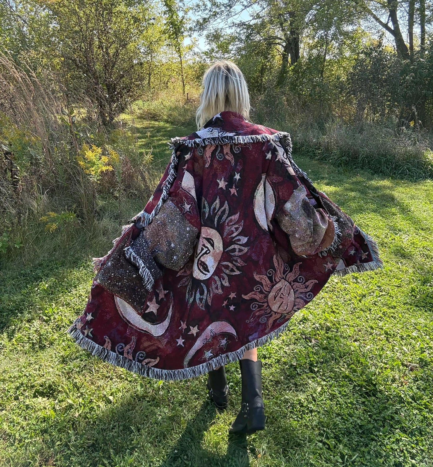 Celestial Fire Dancer Oversized Art Blanket Coat