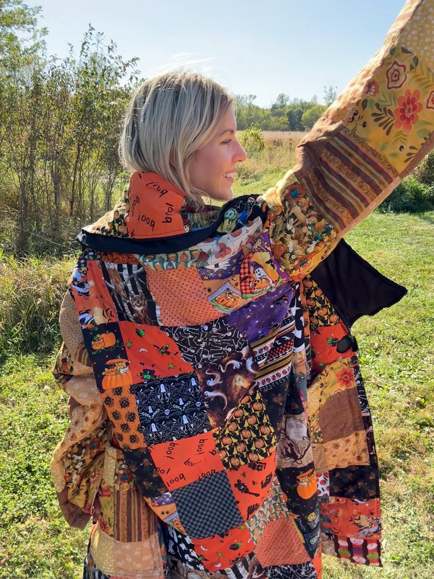 Halloween Queen Cozy Oversized Maximalist Women’s Quilt Coat