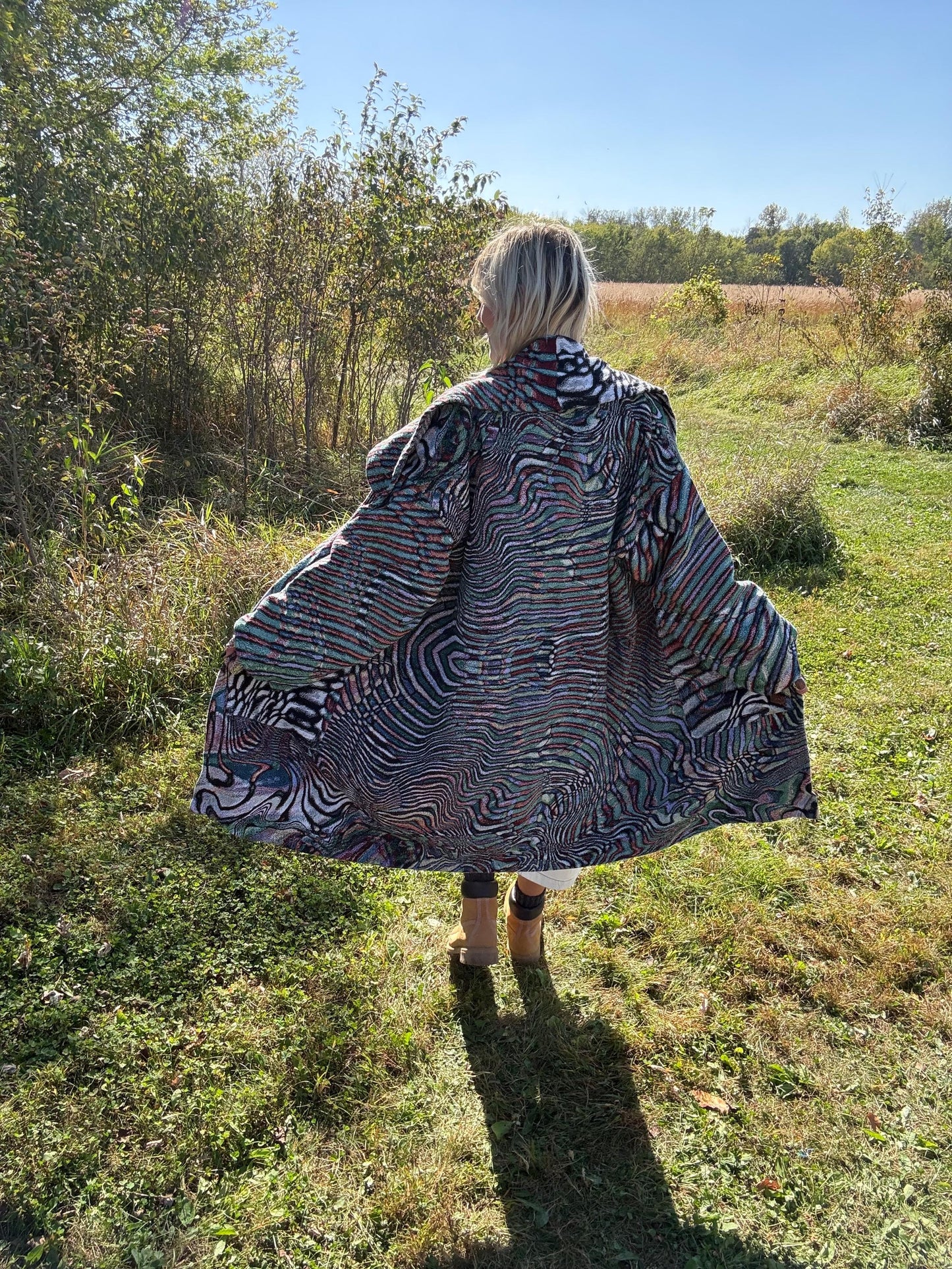 Interdimensional Drift Original Psychedelic Art Wing Collar Blanket Jacket