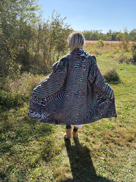 Interdimensional Drift Original Psychedelic Art Wing Collar Blanket Jacket