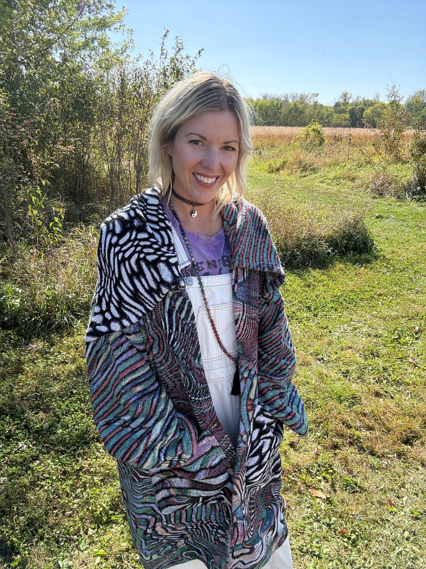 Interdimensional Drift Original Psychedelic Art Wing Collar Blanket Jacket