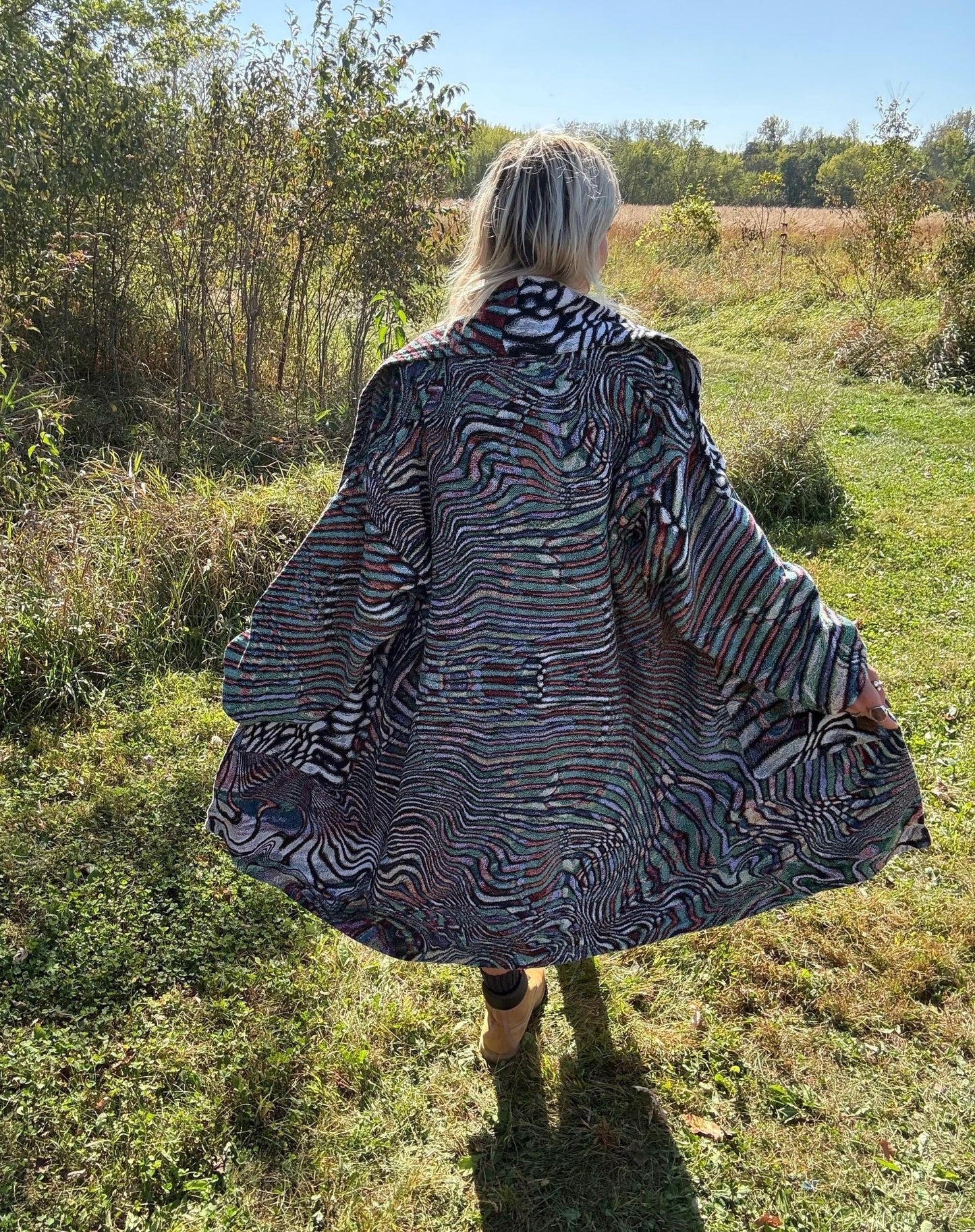 Interdimensional Drift Original Psychedelic Art Wing Collar Blanket Jacket