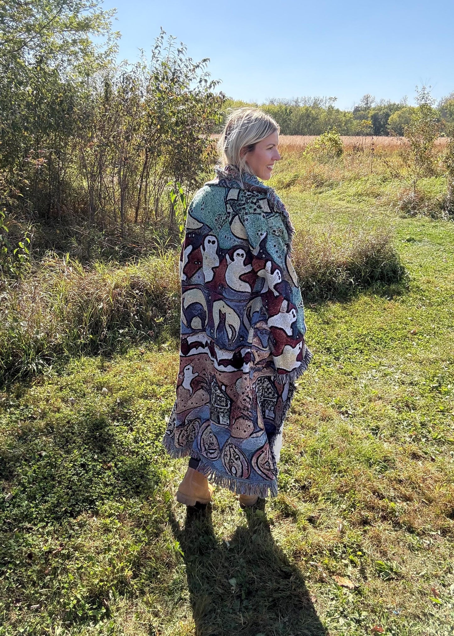 Spooky Cutie Long Halloween Themed Art Blanket Coat